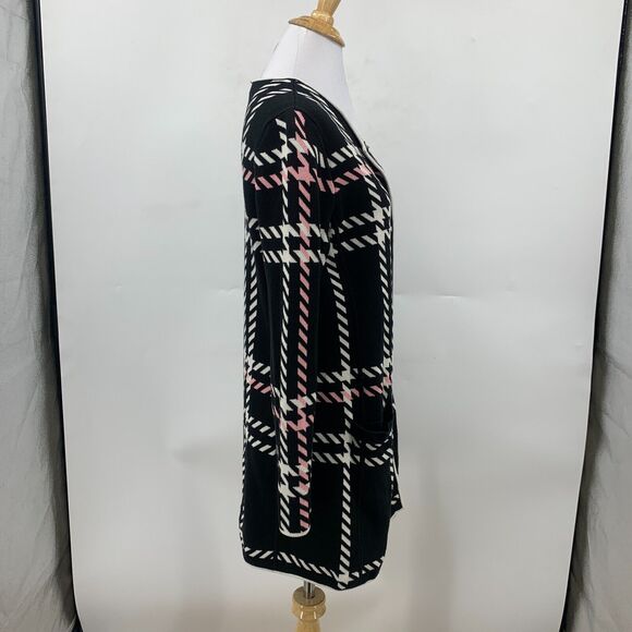 Talbots Plaid Longline Sweater Womens S Small Heavy Knit Snap Button Pockets - Picture 5 of 13